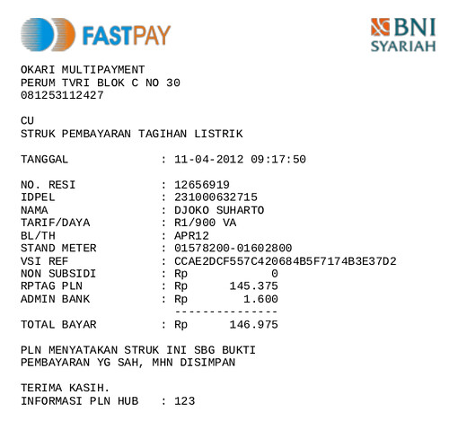 Detail Contoh Struk Pembayaran Nomer 10