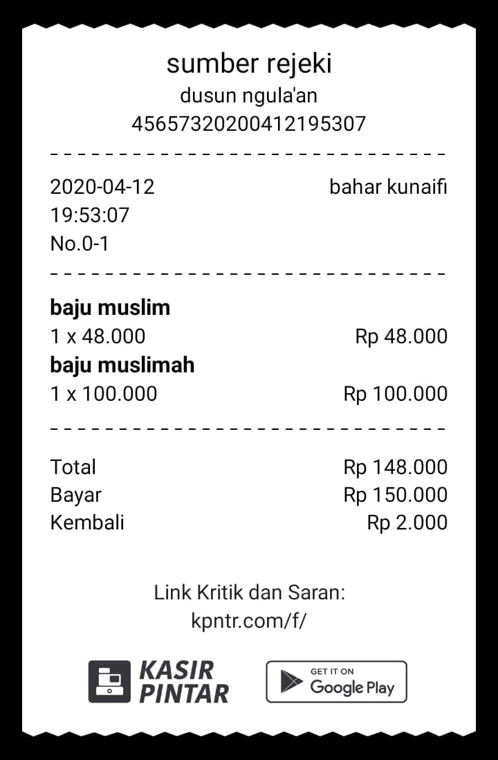 Detail Contoh Struk Pembayaran Nomer 20