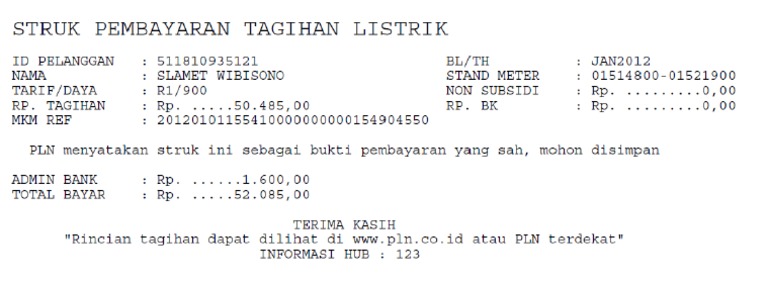 Detail Contoh Struk Pembayaran Nomer 6