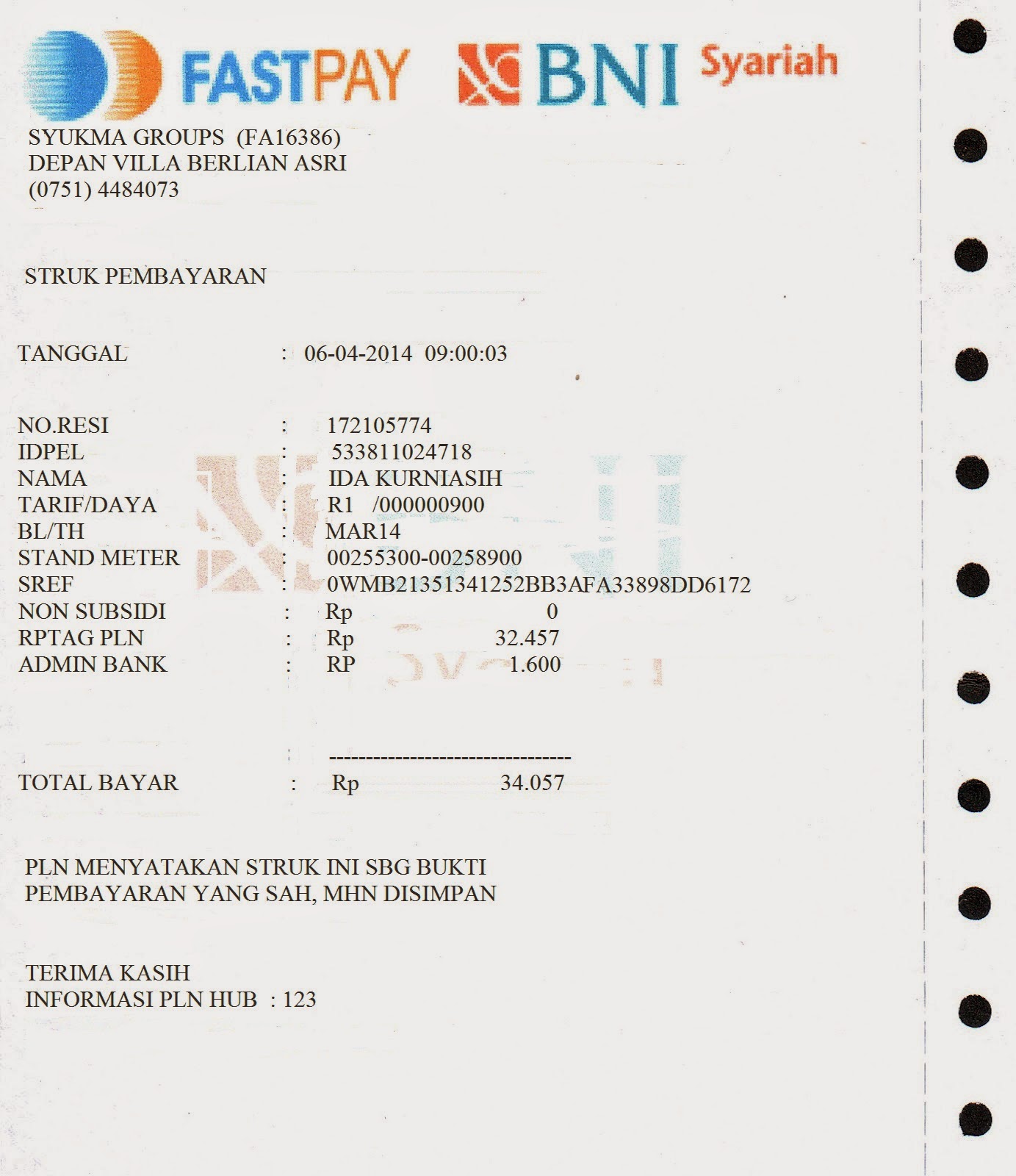 Detail Contoh Struk Pembayaran Nomer 9