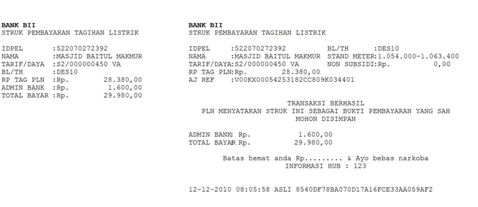 Detail Contoh Struk Pembayaran Listrik Nomer 30