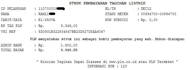 Detail Contoh Struk Pembayaran Listrik Nomer 38