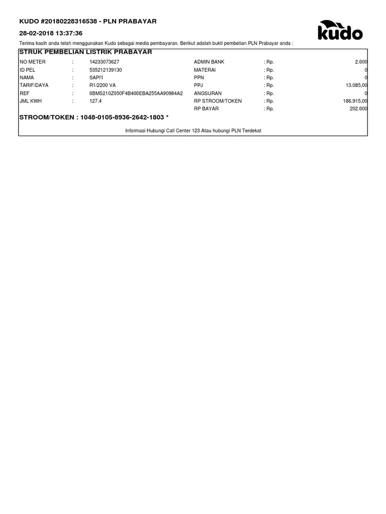 Detail Contoh Struk Pembayaran Listrik Nomer 40