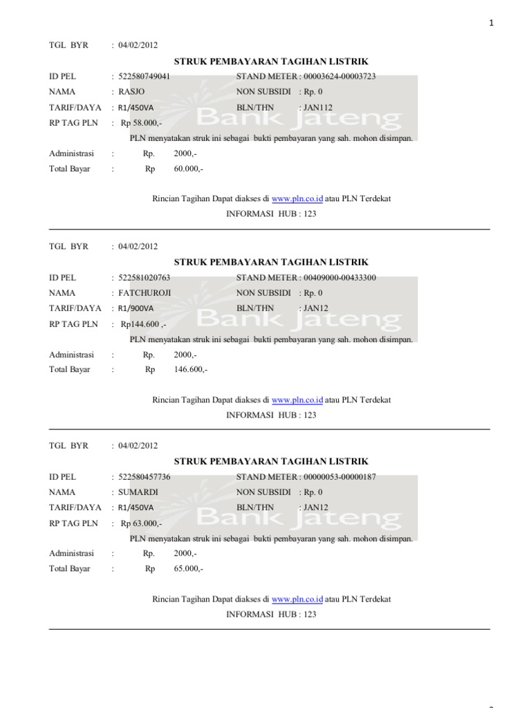 Detail Contoh Struk Pembayaran Listrik Word Nomer 10