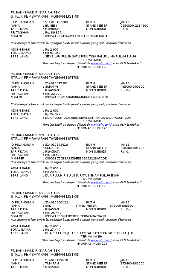 Detail Contoh Struk Pembayaran Listrik Word Nomer 3