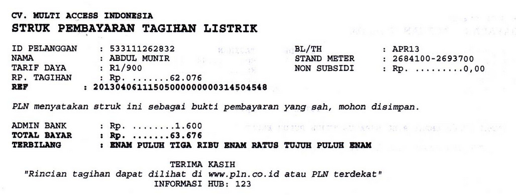 Detail Contoh Struk Pembayaran Listrik Word Nomer 19