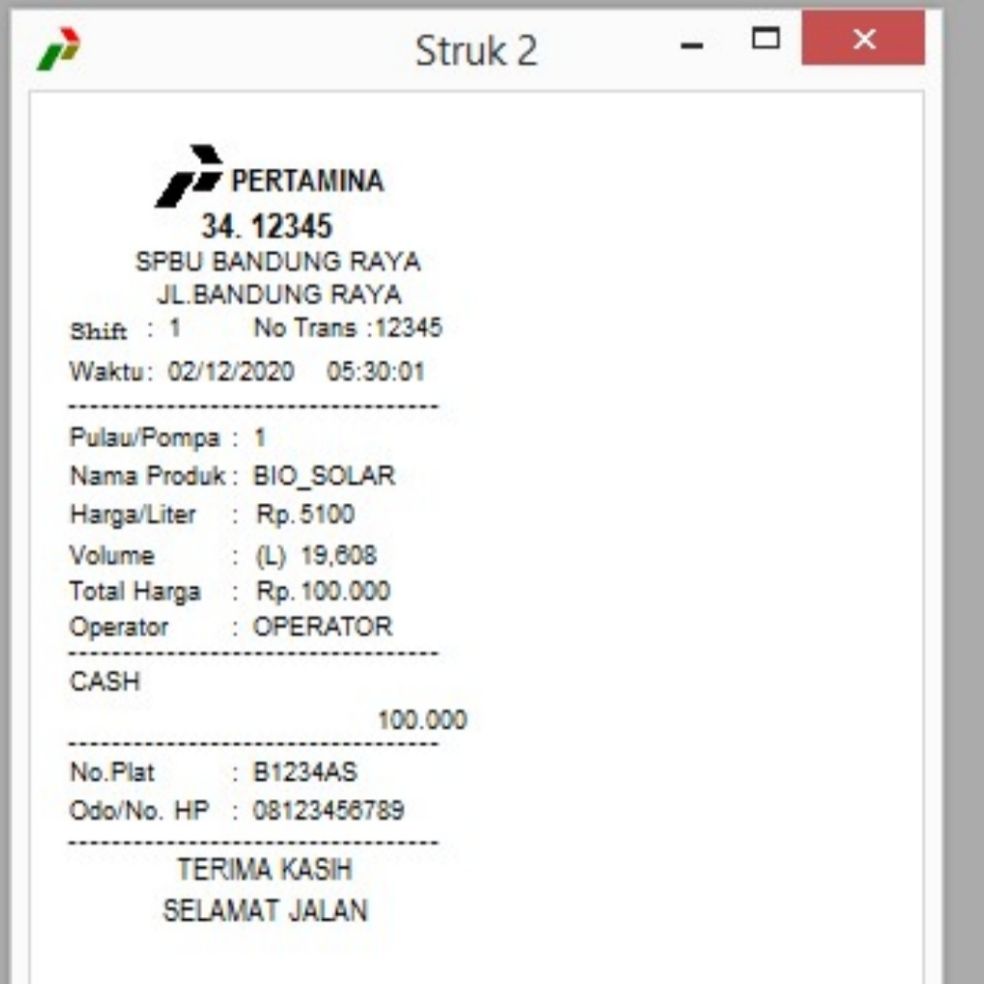 Detail Contoh Struk Spbu Nomer 20