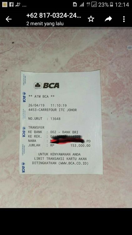 Detail Contoh Struk Transfer Bca Nomer 32