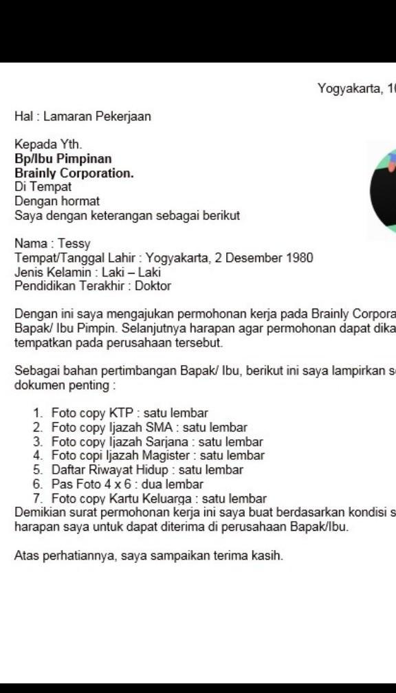 Detail Contoh Struktur Surat Lamaran Pekerjaan Nomer 11