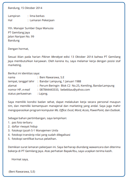 Detail Contoh Struktur Surat Lamaran Pekerjaan Nomer 6