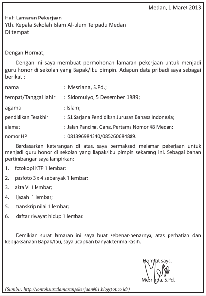 Detail Contoh Struktur Surat Lamaran Pekerjaan Nomer 48