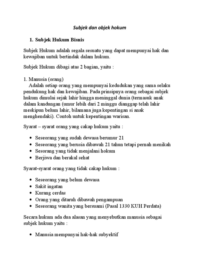 Detail Contoh Subjek Hukum Nomer 20