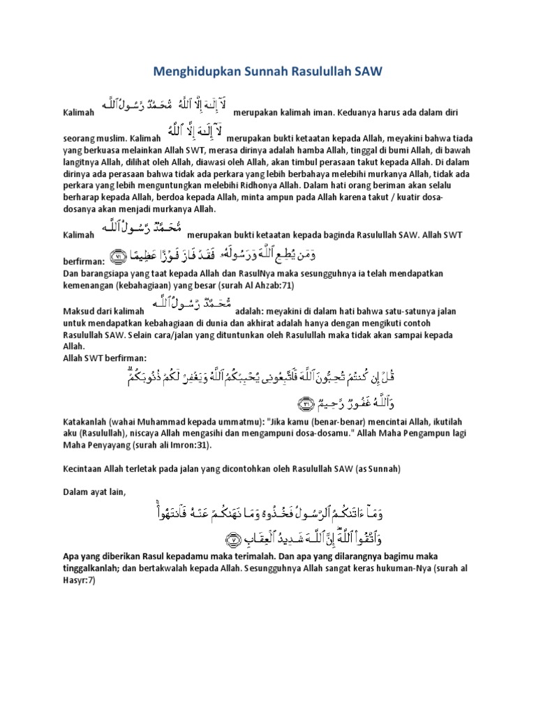 Detail Contoh Sunnah Rasul Nomer 37