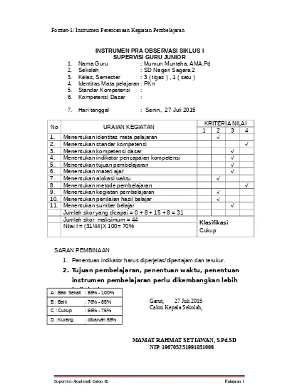Detail Contoh Supervisi Guru Nomer 13
