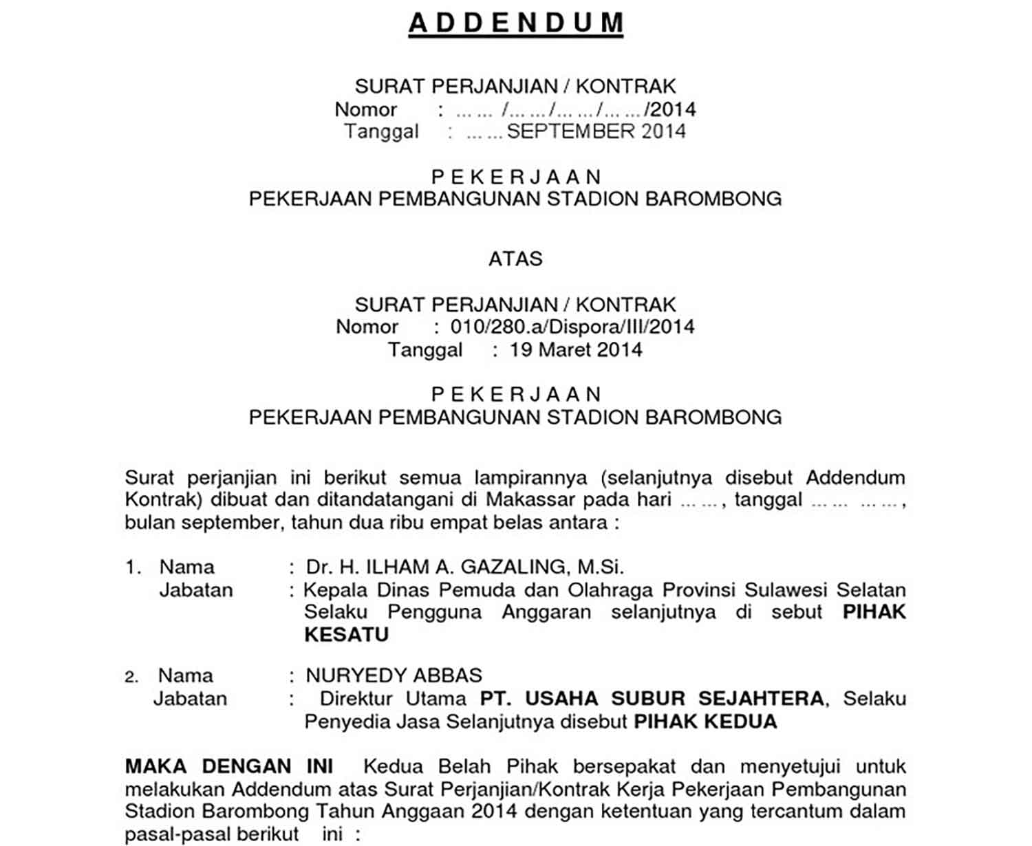 Detail Contoh Surat Addendum Kontrak Nomer 14