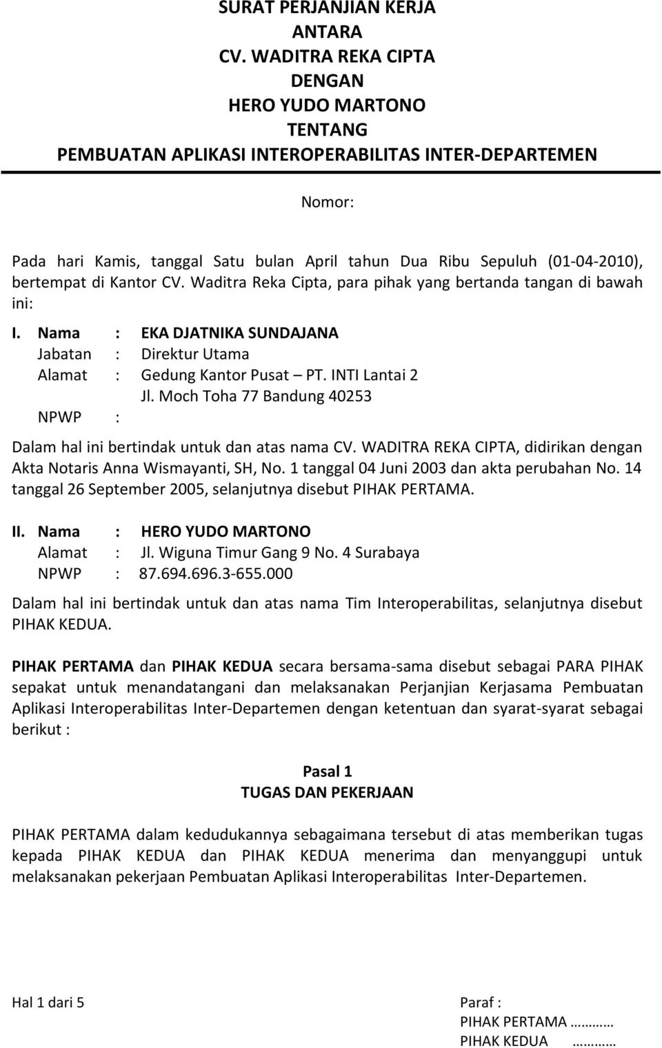 Detail Contoh Surat Addendum Kontrak Kerja Nomer 46