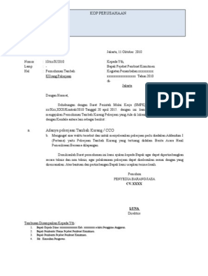 Contoh Surat Addendum Pekerjaan Tambah Kurang - KibrisPDR