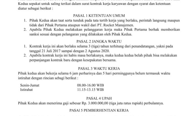 Detail Contoh Surat Addendum Perpanjangan Waktu Kontrak Kerja Nomer 49