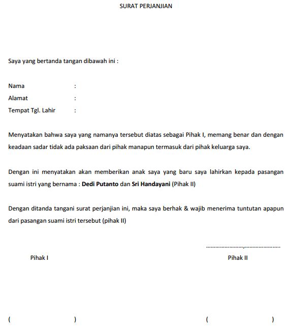 Detail Contoh Surat Adopsi Anak Nomer 8