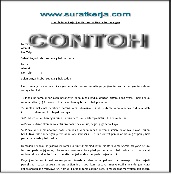 Detail Contoh Surat Agreement Nomer 53