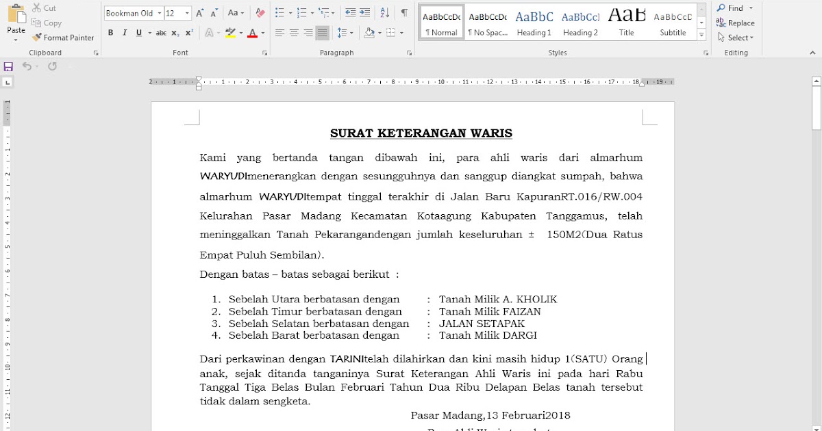 Detail Contoh Surat Ahli Waris Dari Kelurahan Nomer 35