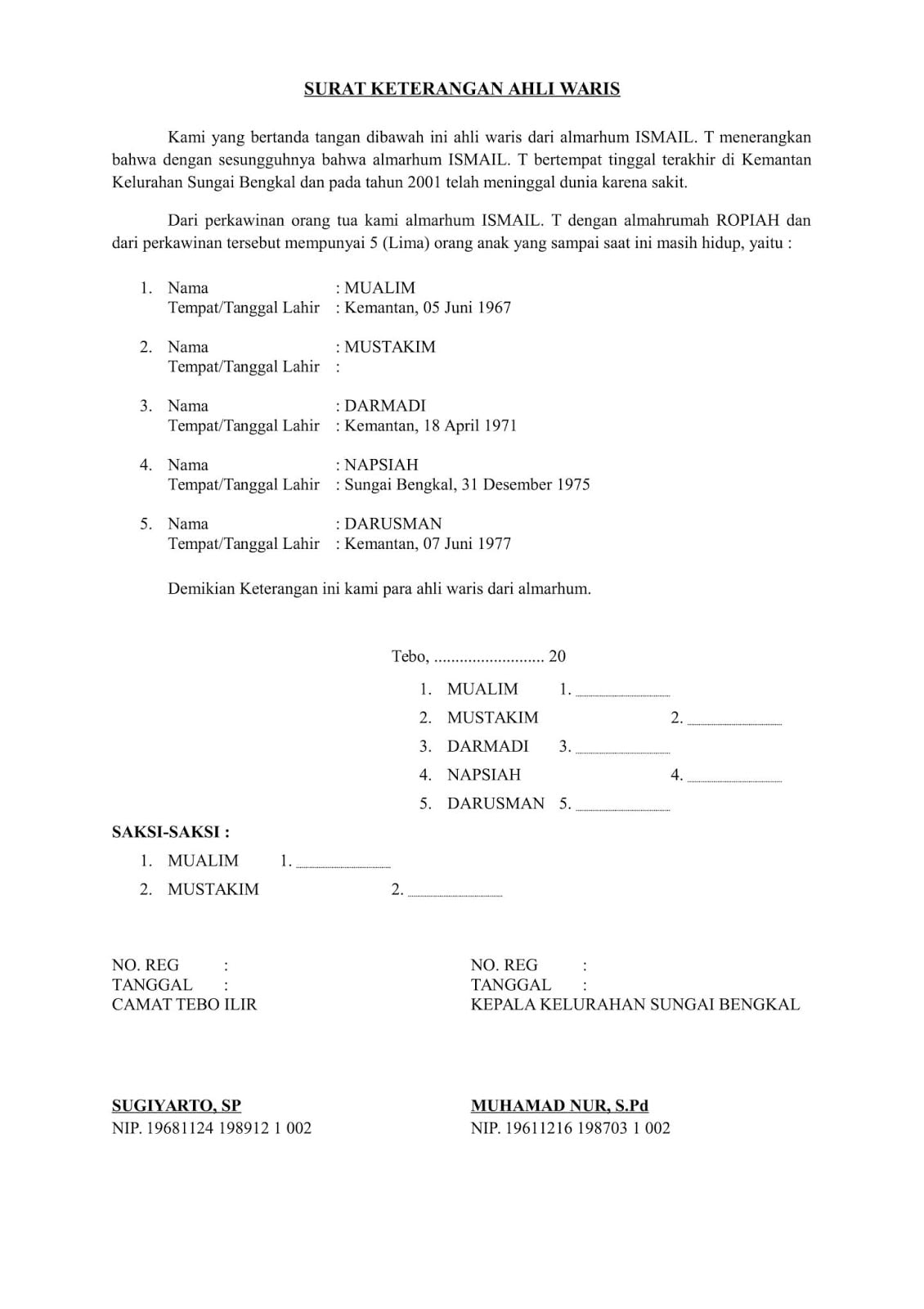 Detail Contoh Surat Ahli Waris Rumah Nomer 39