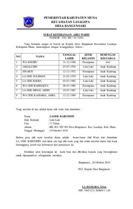 Detail Contoh Surat Ahli Waris Sebidang Tanah Nomer 35