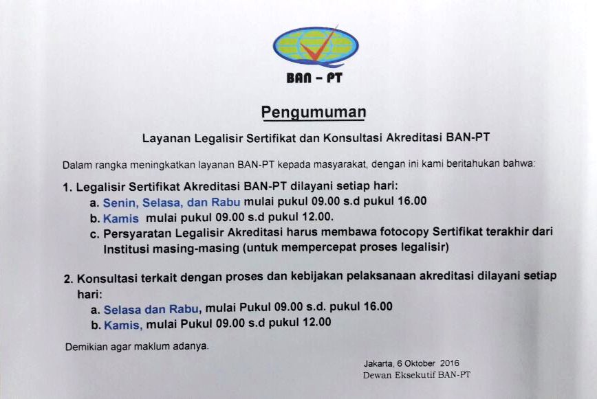 Detail Contoh Surat Akreditasi Ban Pt Nomer 26