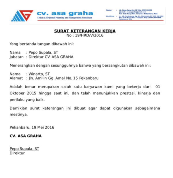 Detail Contoh Surat Aktif Bekerja Nomer 47