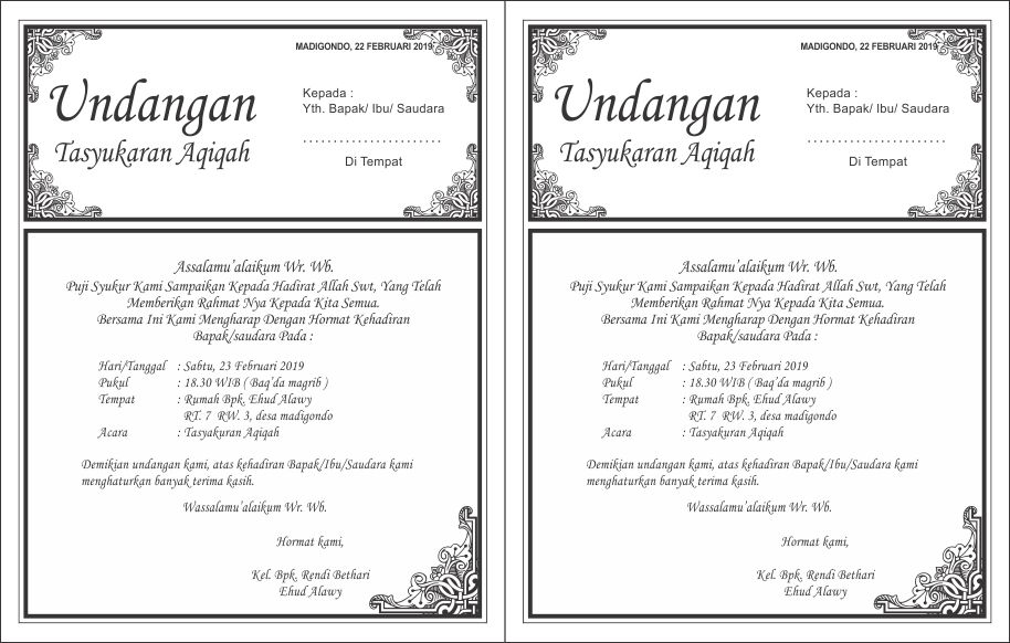 Detail Contoh Surat Aqiqah Nomer 37