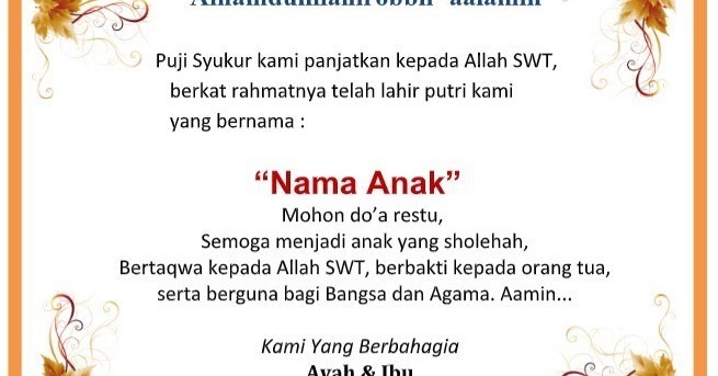 Detail Contoh Surat Aqiqah Nomer 46