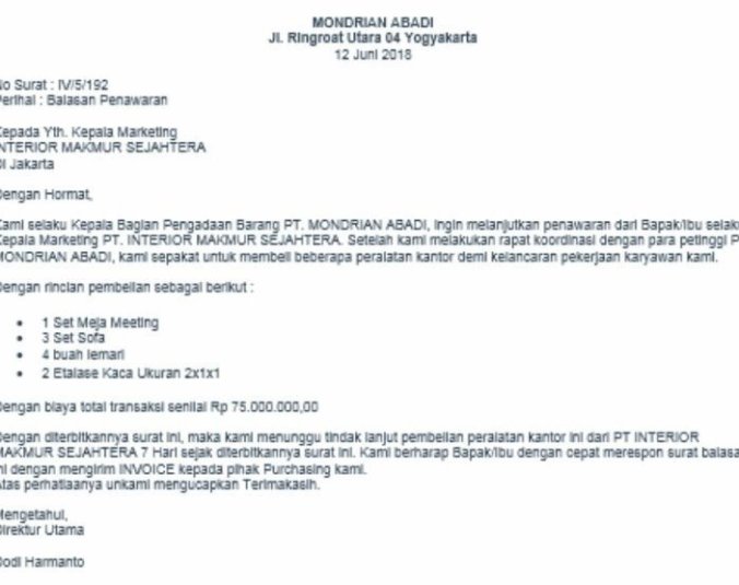 Detail Contoh Surat Balasan Kerjasama Nomer 53