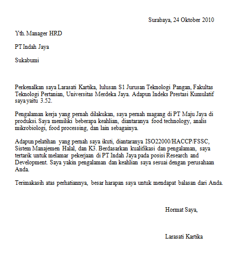 Detail Contoh Surat Balasan Lamaran Pekerjaan Ditolak Nomer 8