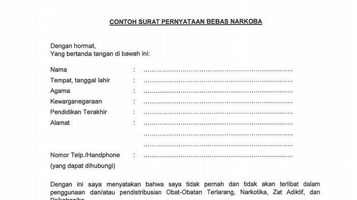 Detail Contoh Surat Bebas Narkoba Nomer 5