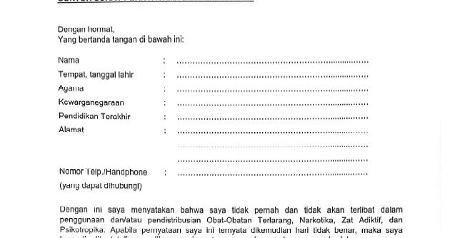 Detail Contoh Surat Bebas Narkoba Nomer 46