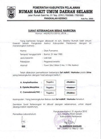 Detail Contoh Surat Bebas Narkoba Nomer 47