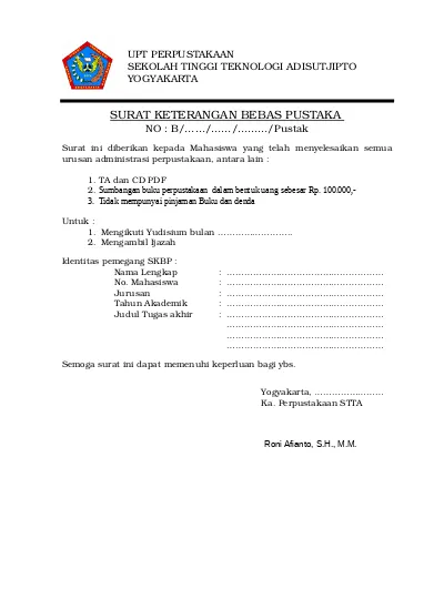 Contoh Surat Bebas Pustaka - KibrisPDR