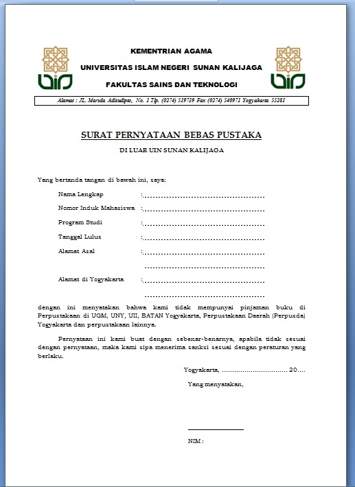 Detail Contoh Surat Bebas Pustaka Nomer 22