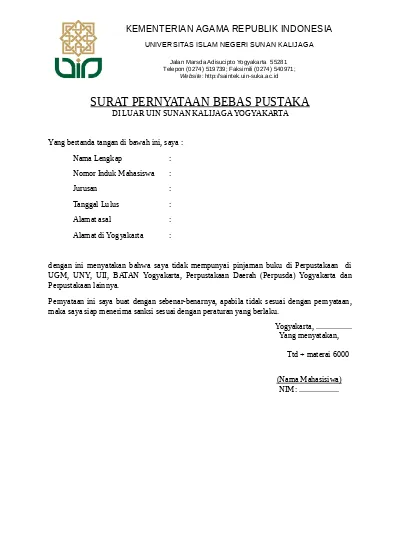 Detail Contoh Surat Bebas Pustaka Nomer 6