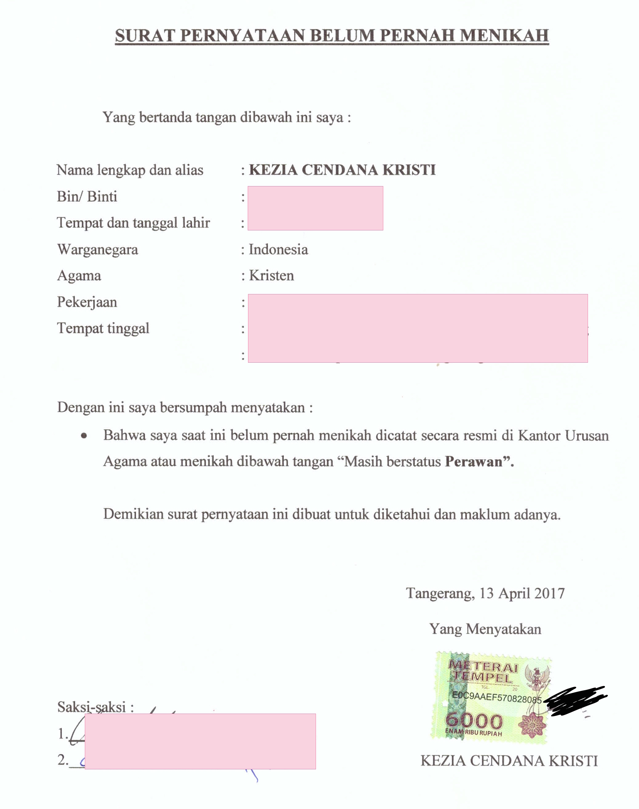 Detail Contoh Surat Belum Pernah Menikah Nomer 34