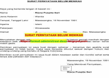 Detail Contoh Surat Belum Pernah Menikah Nomer 44