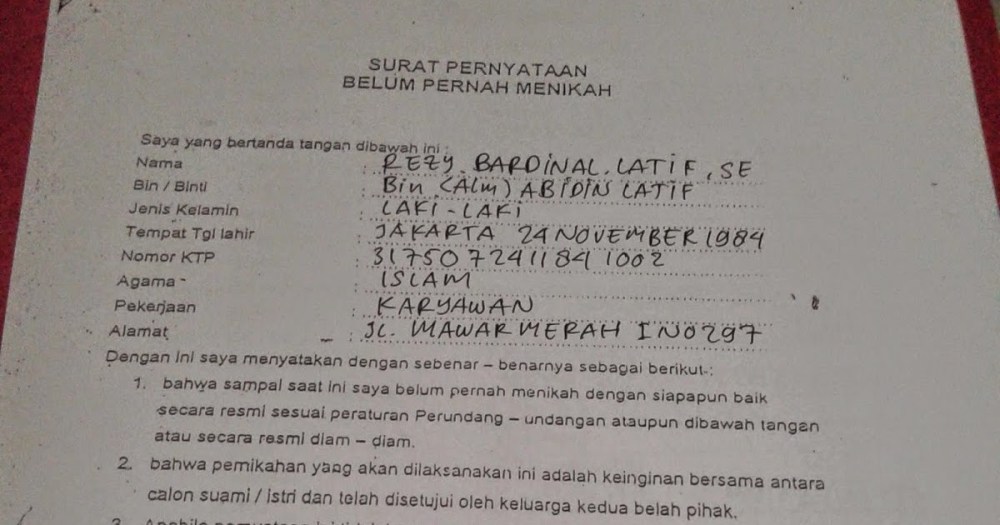 Detail Contoh Surat Belum Pernah Menikah Nomer 53