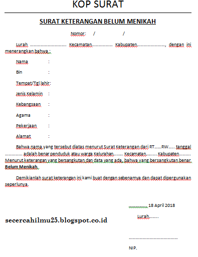 Detail Contoh Surat Belum Pernah Menikah Nomer 55