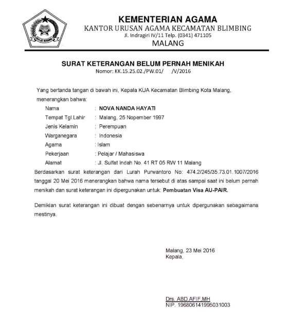 Detail Contoh Surat Belum Pernah Menikah Nomer 9