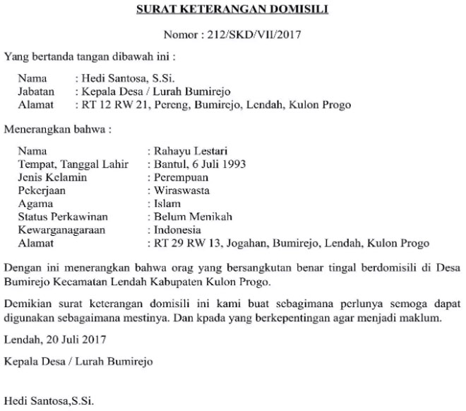 Detail Contoh Surat Berdomisili Nomer 34