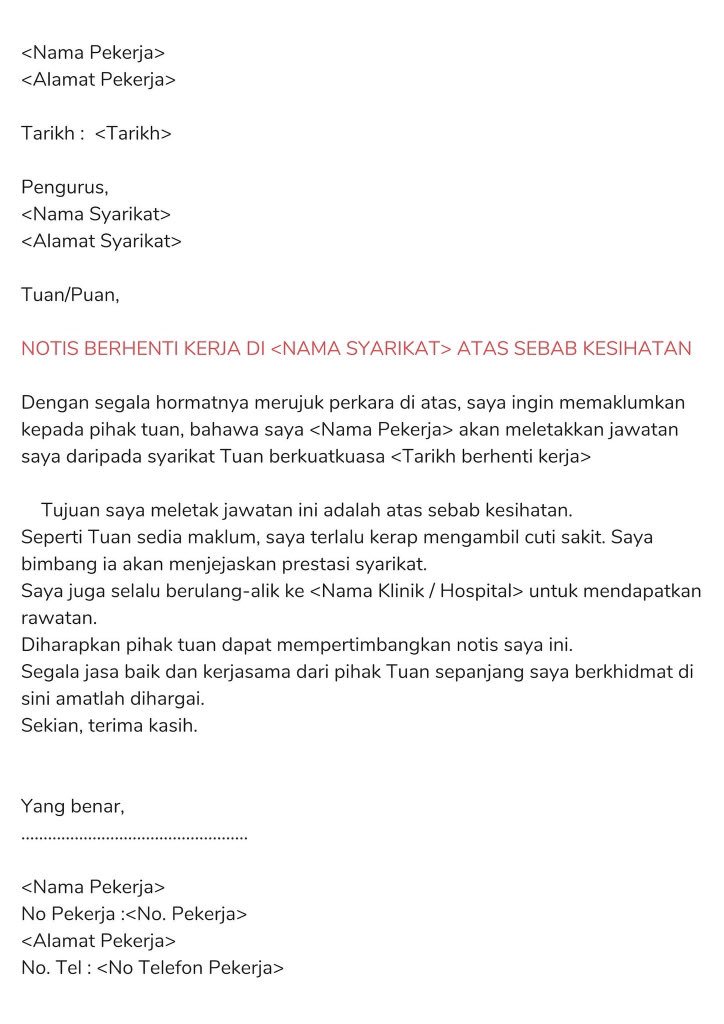 Detail Contoh Surat Berhenti Kerja Serta Merta Nomer 53