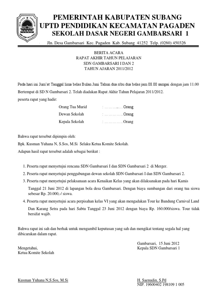 Detail Contoh Surat Berita Acara Kegiatan Nomer 12