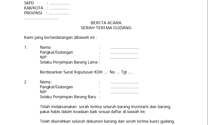 Detail Contoh Surat Berita Acara Serah Terima Barang Nomer 41