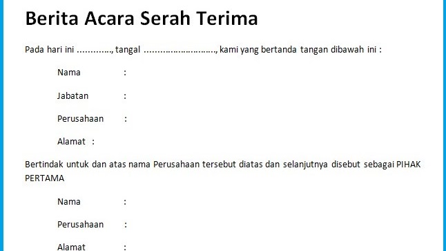 Detail Contoh Surat Berita Acara Serah Terima Pekerjaan Proyek Nomer 56