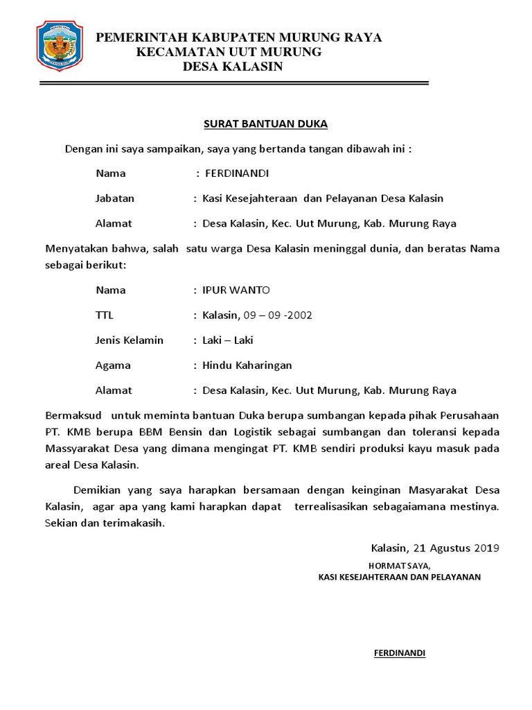 Detail Contoh Surat Berita Duka Nomer 14